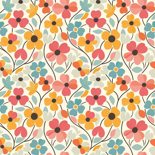 Bold Bright Blooms Digital Seamless Pattern