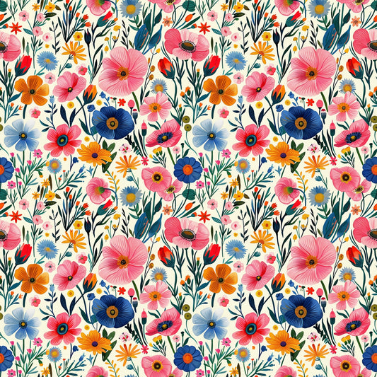 Bold Modern Floral Digital Seamless Pattern