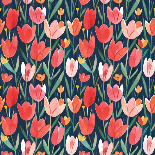 Bold Tulips Digital Seamless Pattern
