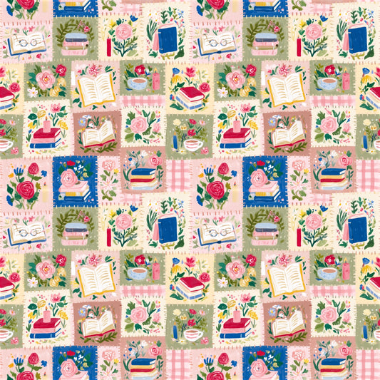 Book Floral Patchwork Digital Seamless Pattern