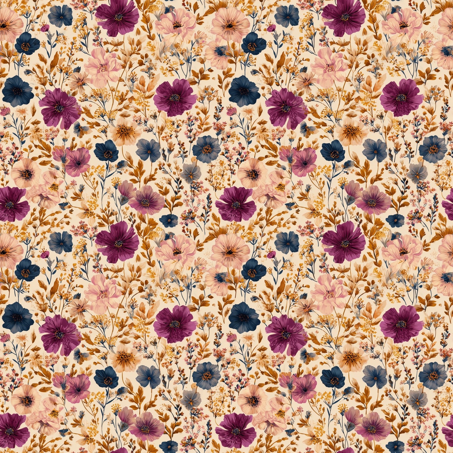 Botanical Ditsy Floral Digital Seamless Pattern