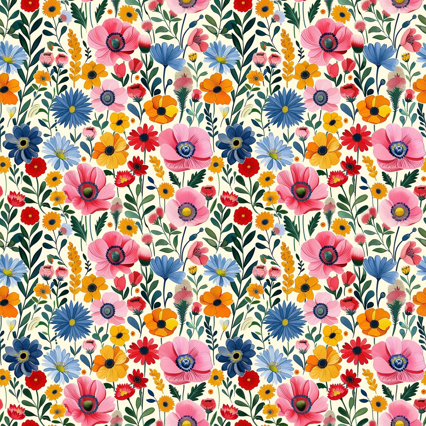 Botanical Modern Floral Digital Seamless Pattern