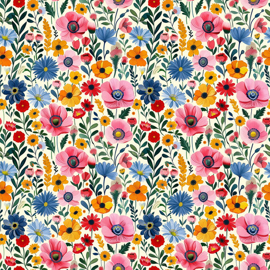 Botanical Modern Floral Digital Seamless Pattern