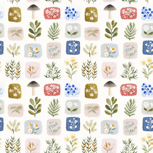 Botanical Stamps Digital Seamless Pattern
