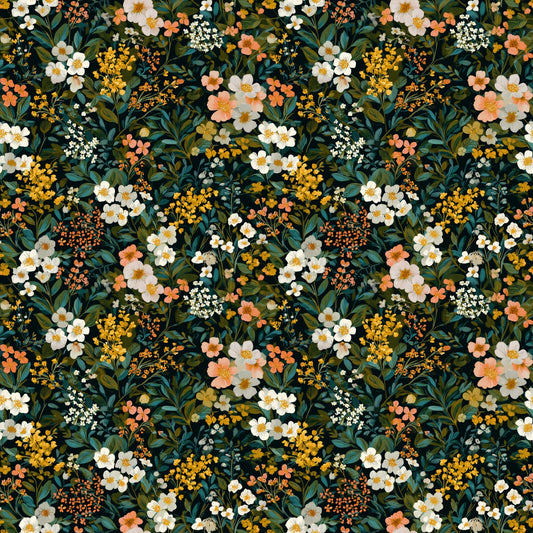 Bottle Green Ditsy Floral Digital Seamless Pattern