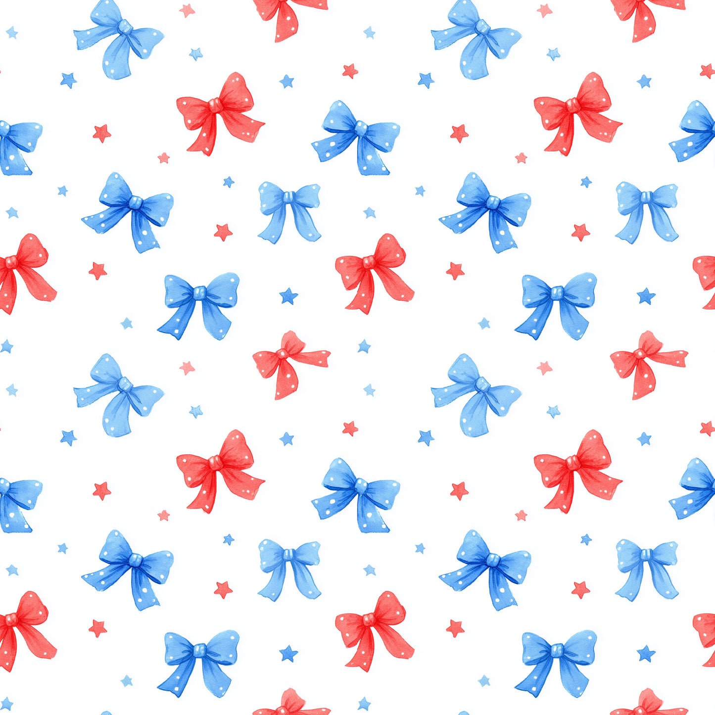 Bows & Stars Digital Seamless Pattern