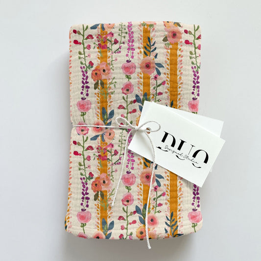 Bright Blooms Stripe Digital Seamless Pattern