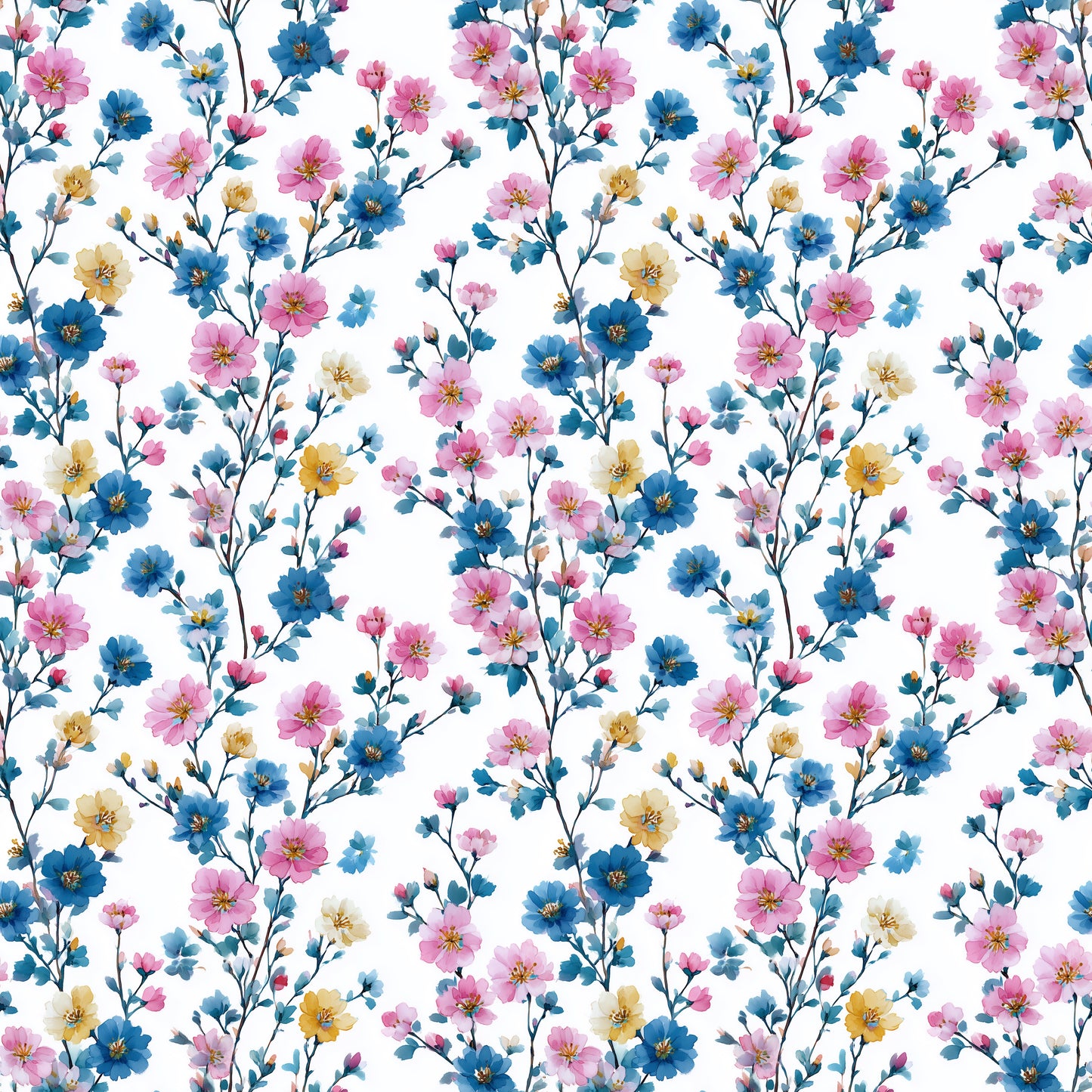 Bright Blossom Digital Seamless Pattern