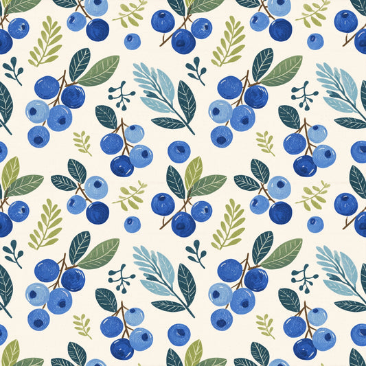 Bright Blueberries Digital Seamless Pattern