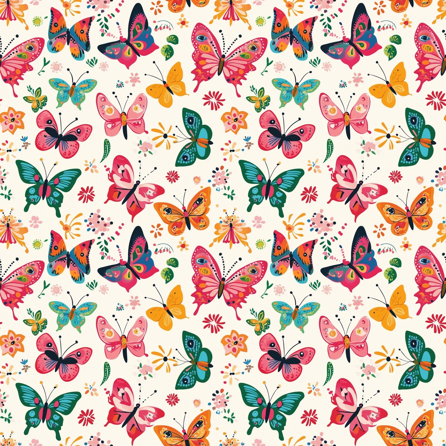 Bright Butterflies Digital Seamless Pattern