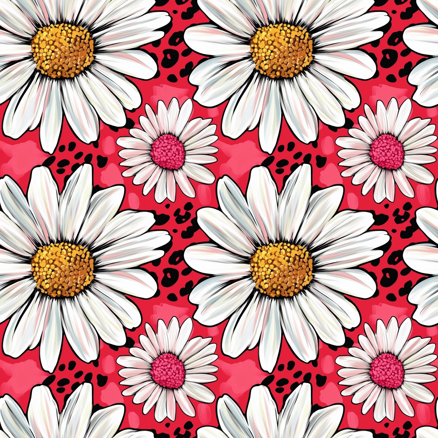 Bright Daisies Digital Seamless Pattern