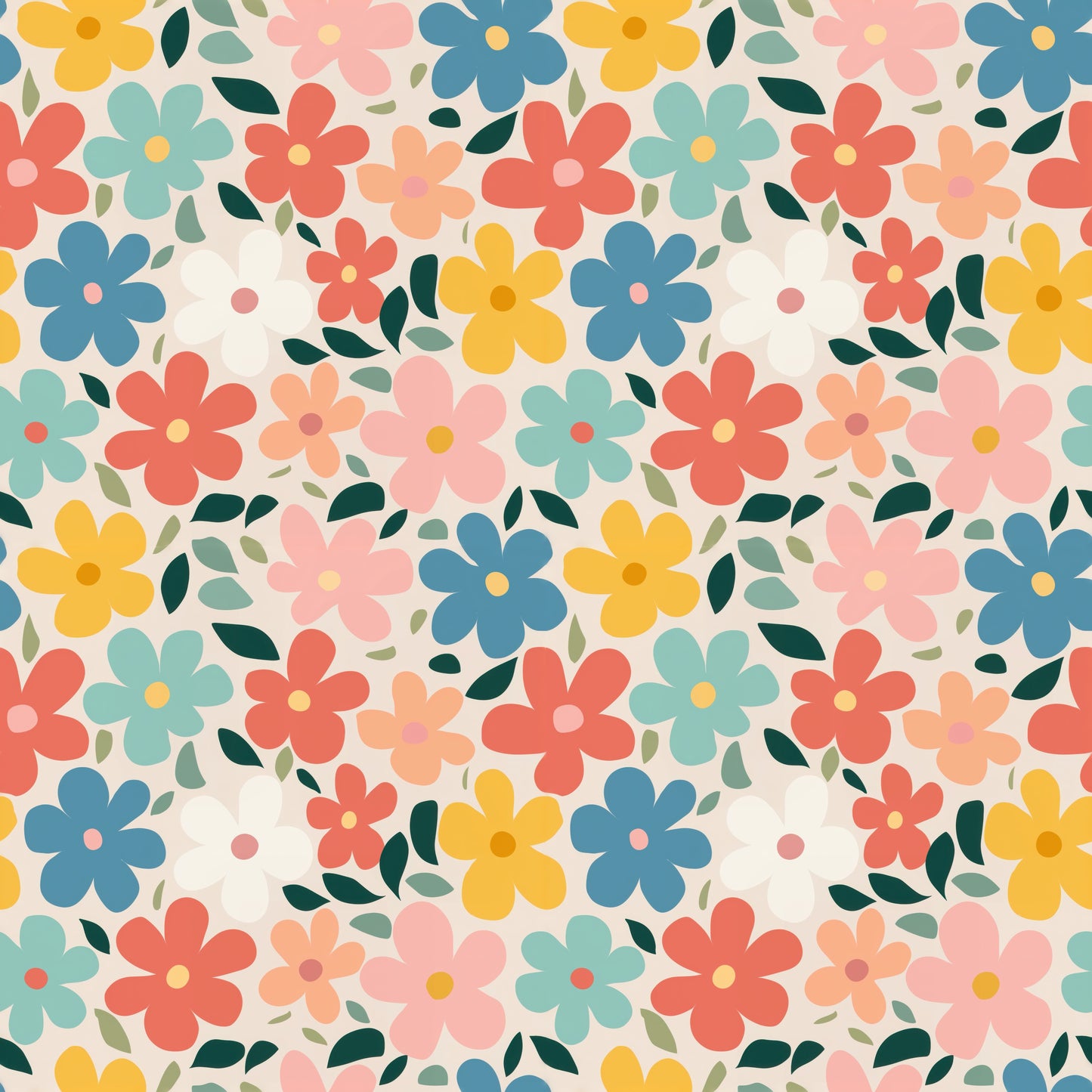 Bright Daisy Blooms Digital Seamless Pattern