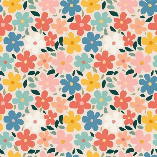 Bright Daisy Blooms Digital Seamless Pattern