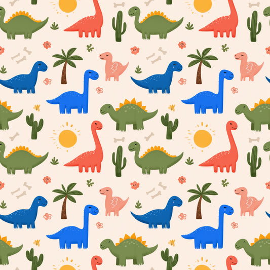 Bright Dinos Digital Seamless Pattern