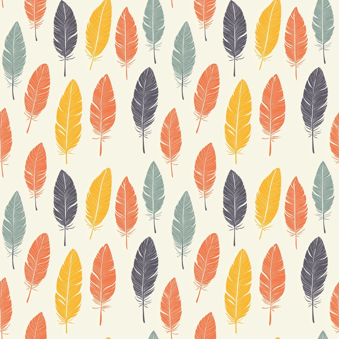Bright Feathers Boho Digital Seamless Pattern