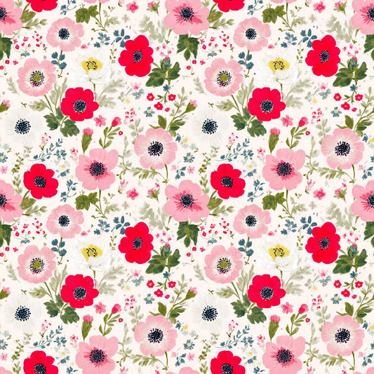 Bright Floral Garden Digital Seamless Pattern