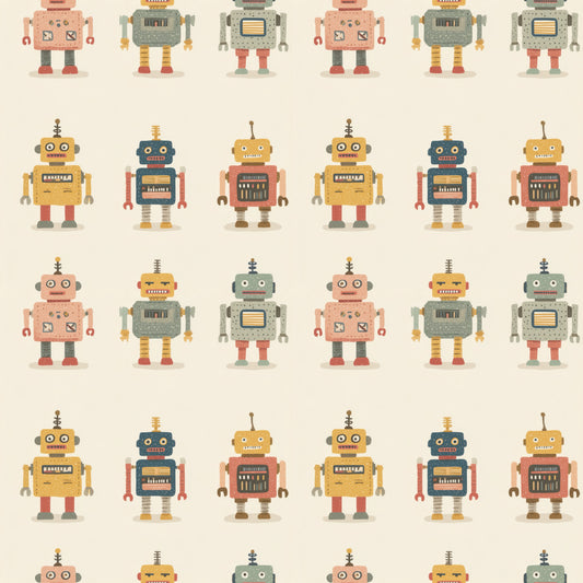 Bright Robots Digital Seamless Pattern
