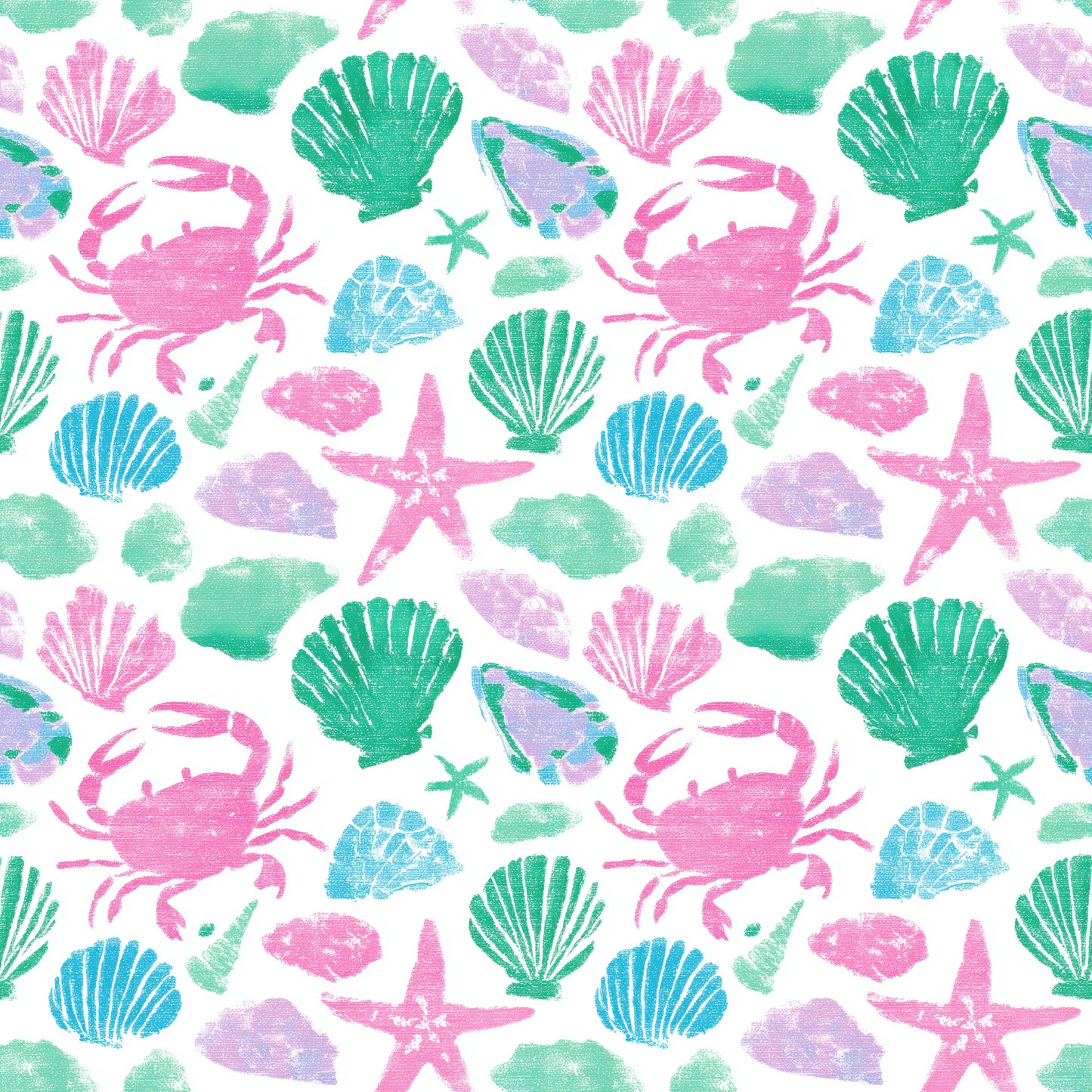 Bright Rockpool Finds Digital Seamless Pattern
