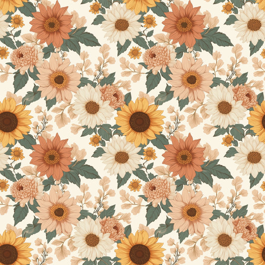 Bright Sunflowers Digital Seamless Pattern