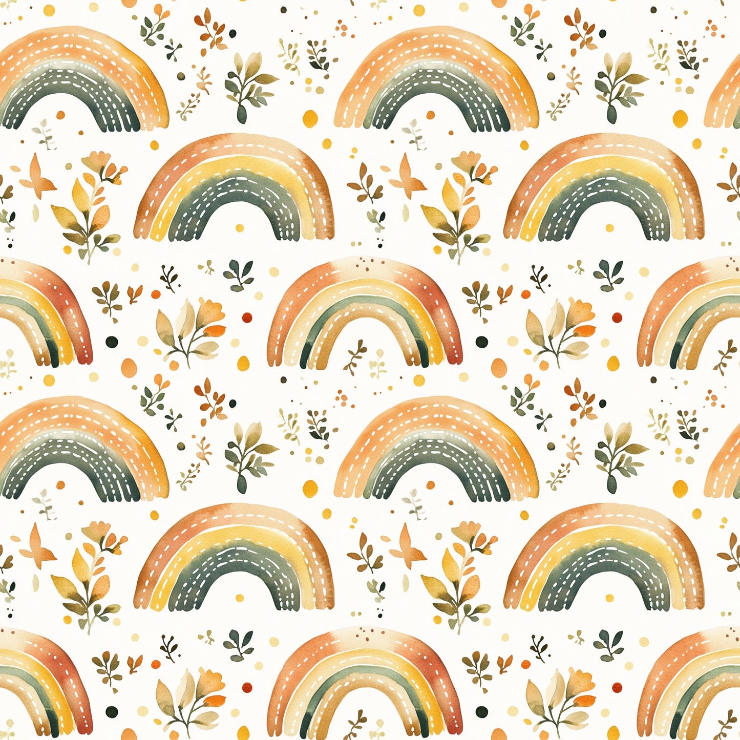 Bright Watercolour Rainbows Digital Seamless Pattern