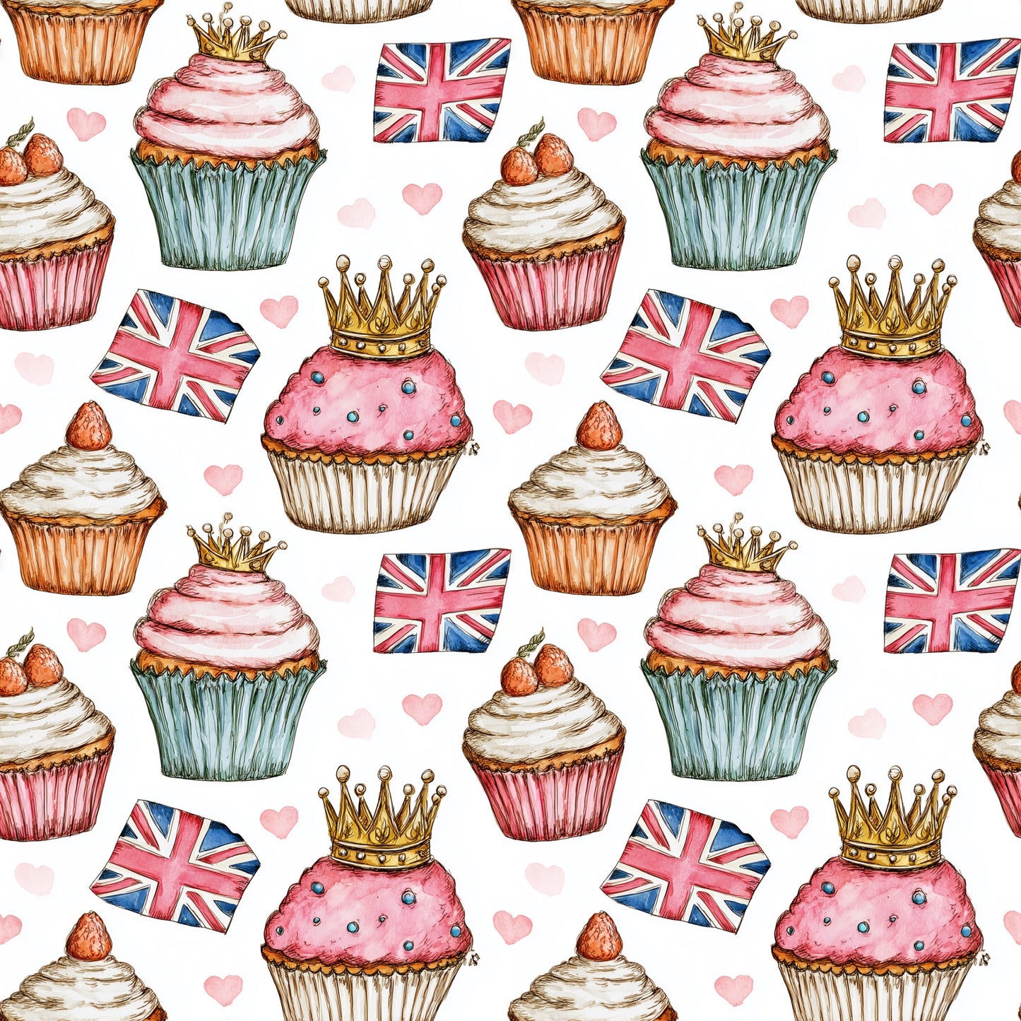 British High Tea Digital Seamless Pattern