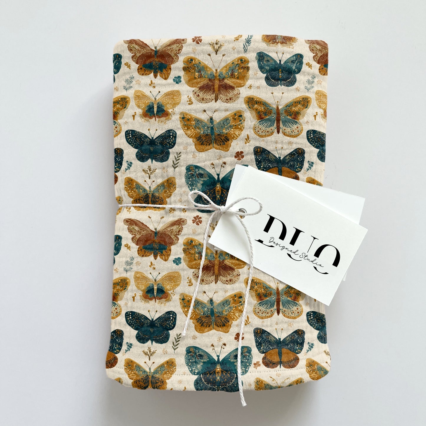Bronze & Teal Butterflies Digital Seamless Pattern