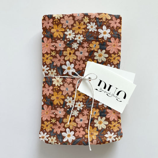 Brown Autumn Blooms Digital Seamless Pattern