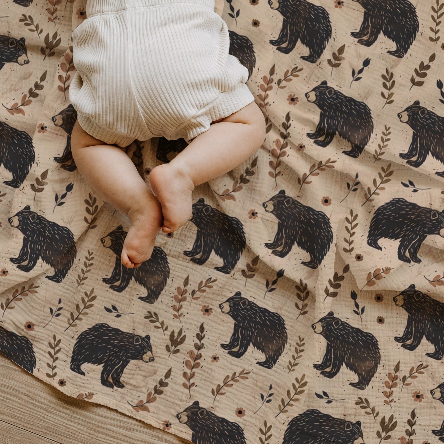 Brown Bear Digital Seamless Pattern
