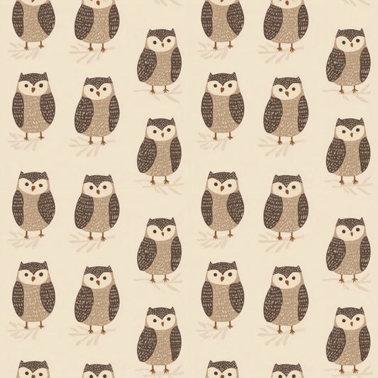 Brown Owls Digital Seamless Pattern