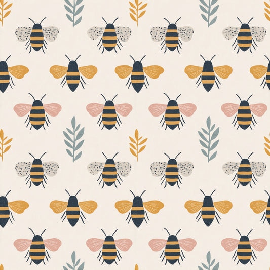 Bumble Bees Digital Seamless Pattern