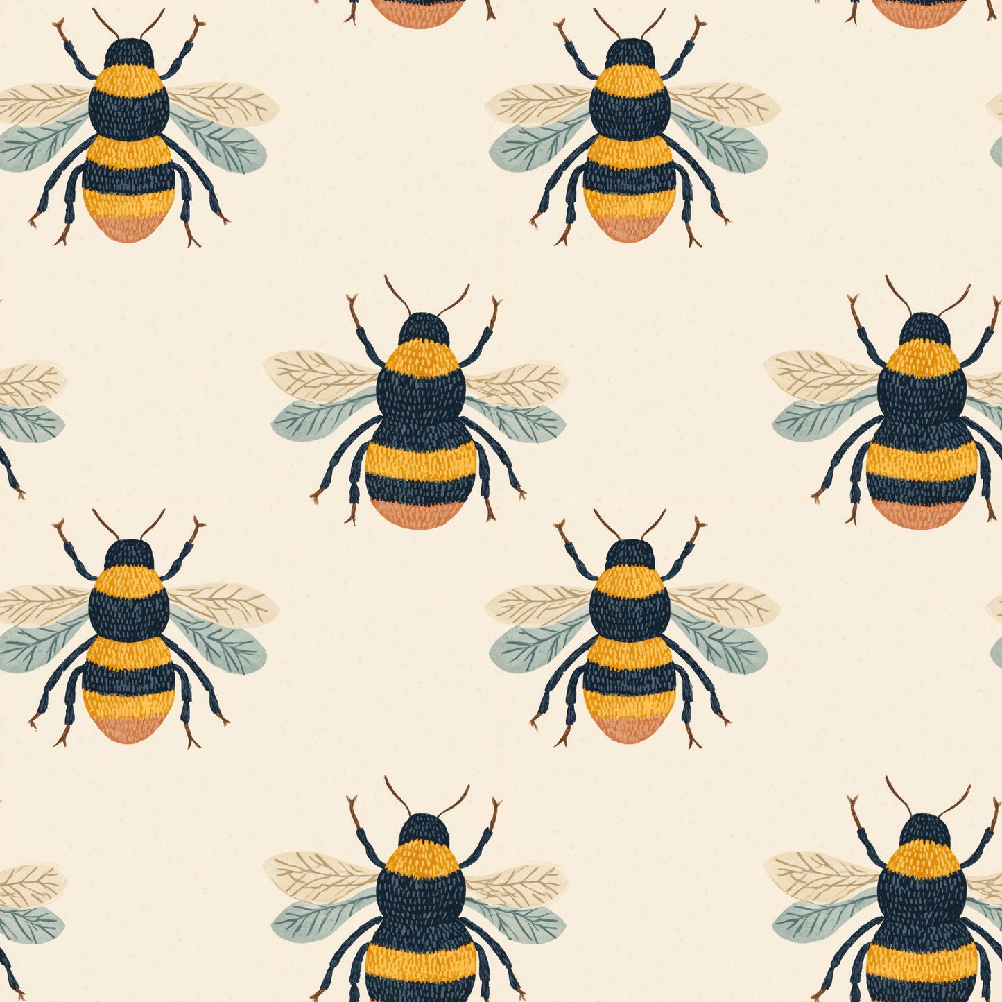 Bumbley Bees Digital Seamless Pattern