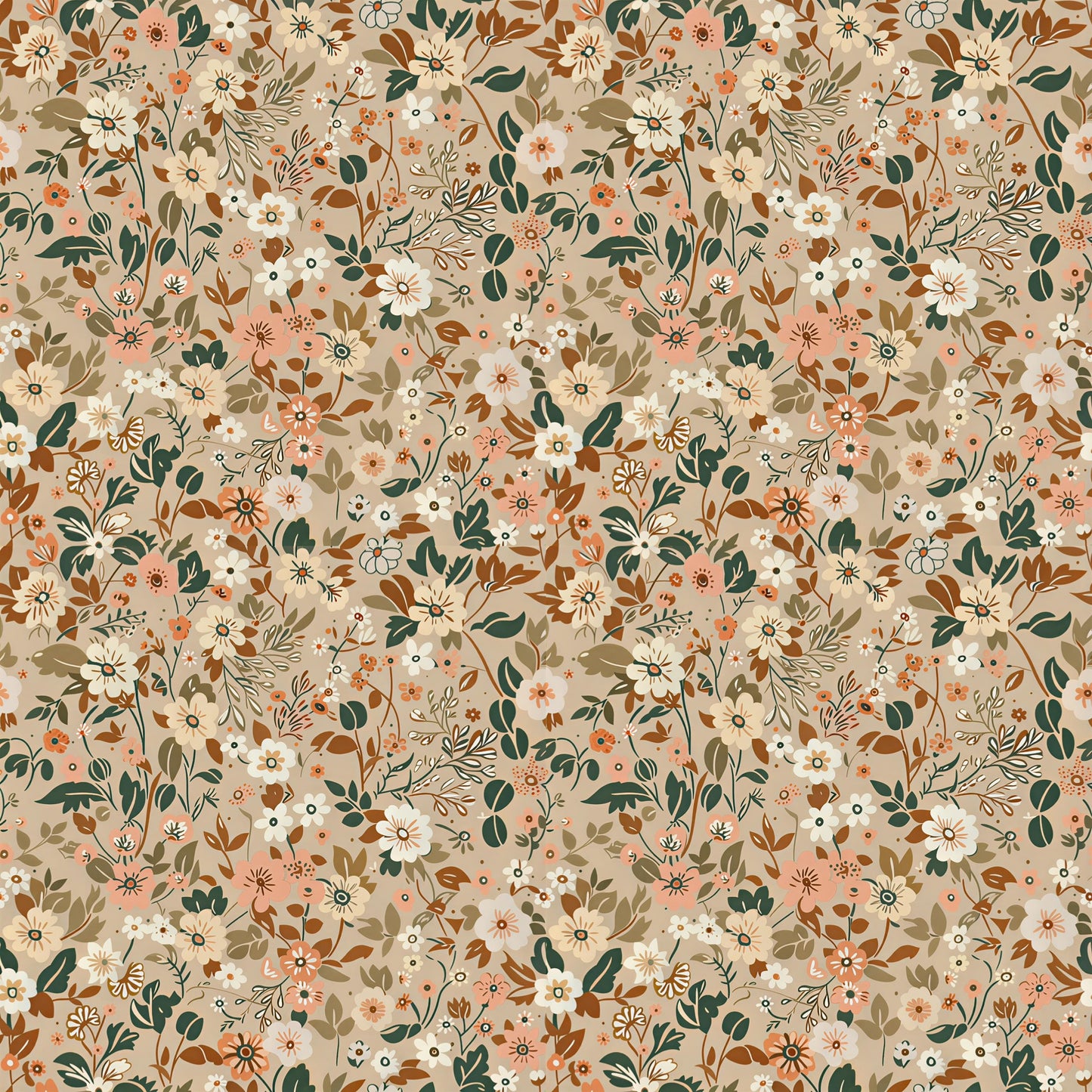 Burnt Orange Ditsy Digital Seamless Pattern