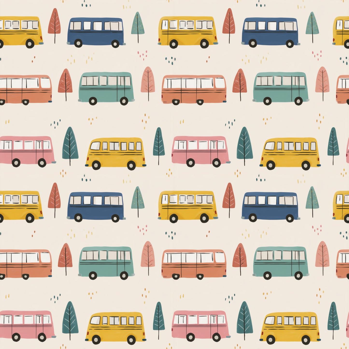 Buses Digital Seamless Pattern