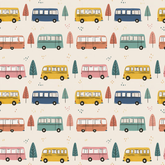 Buses Digital Seamless Pattern