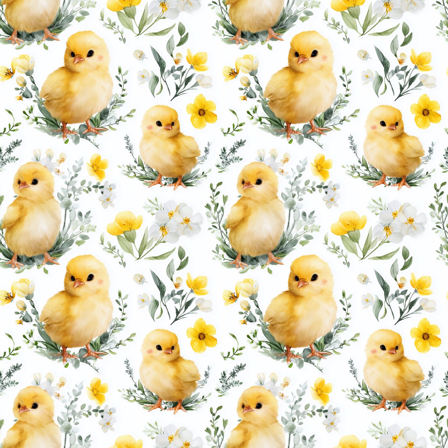 Buttercup Chicks Digital Seamless Pattern