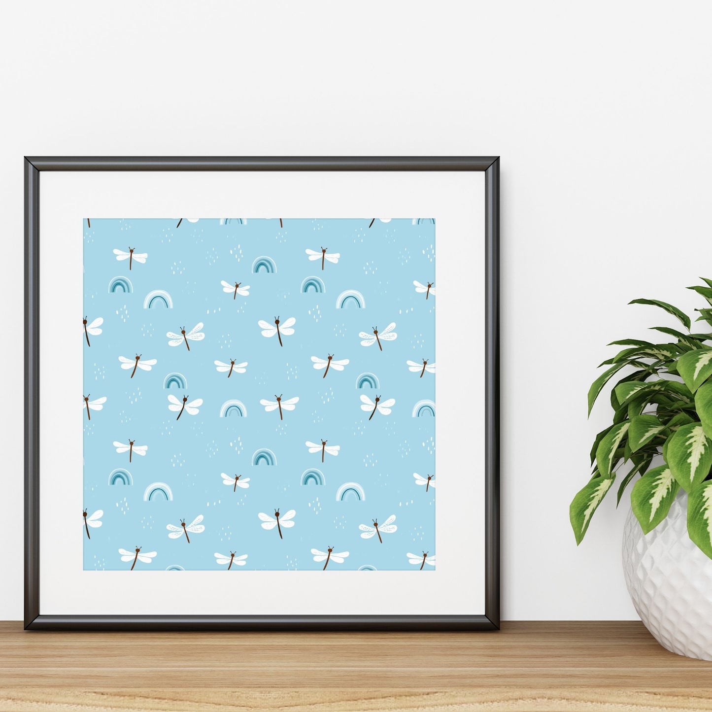 Butterflies on Blue Digital Seamless Pattern