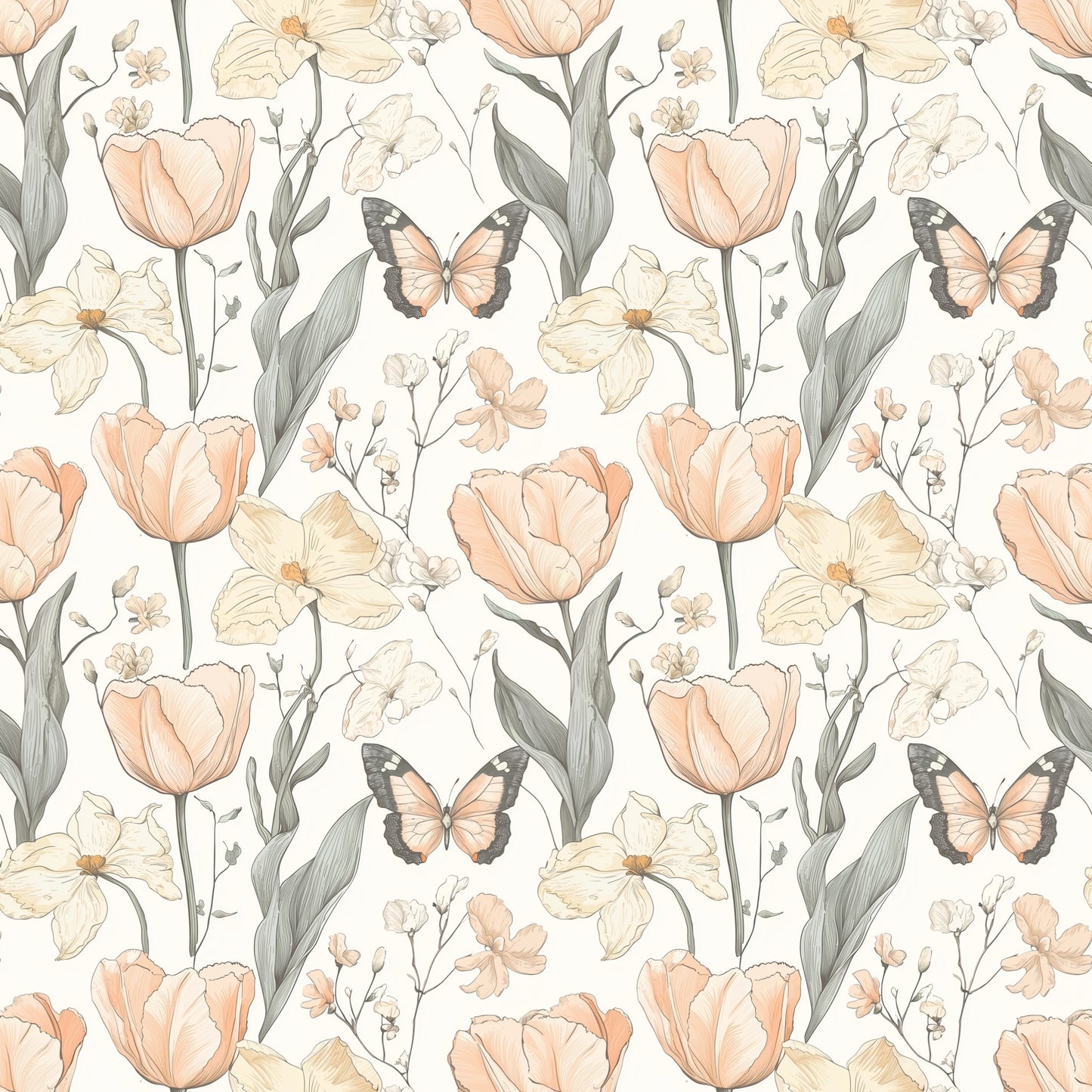 Butterfly Field Digital Seamless Pattern