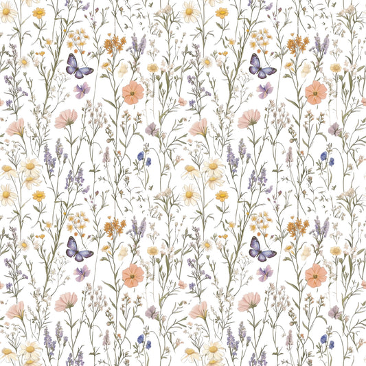 Butterfly Meadow Digital Seamless Pattern