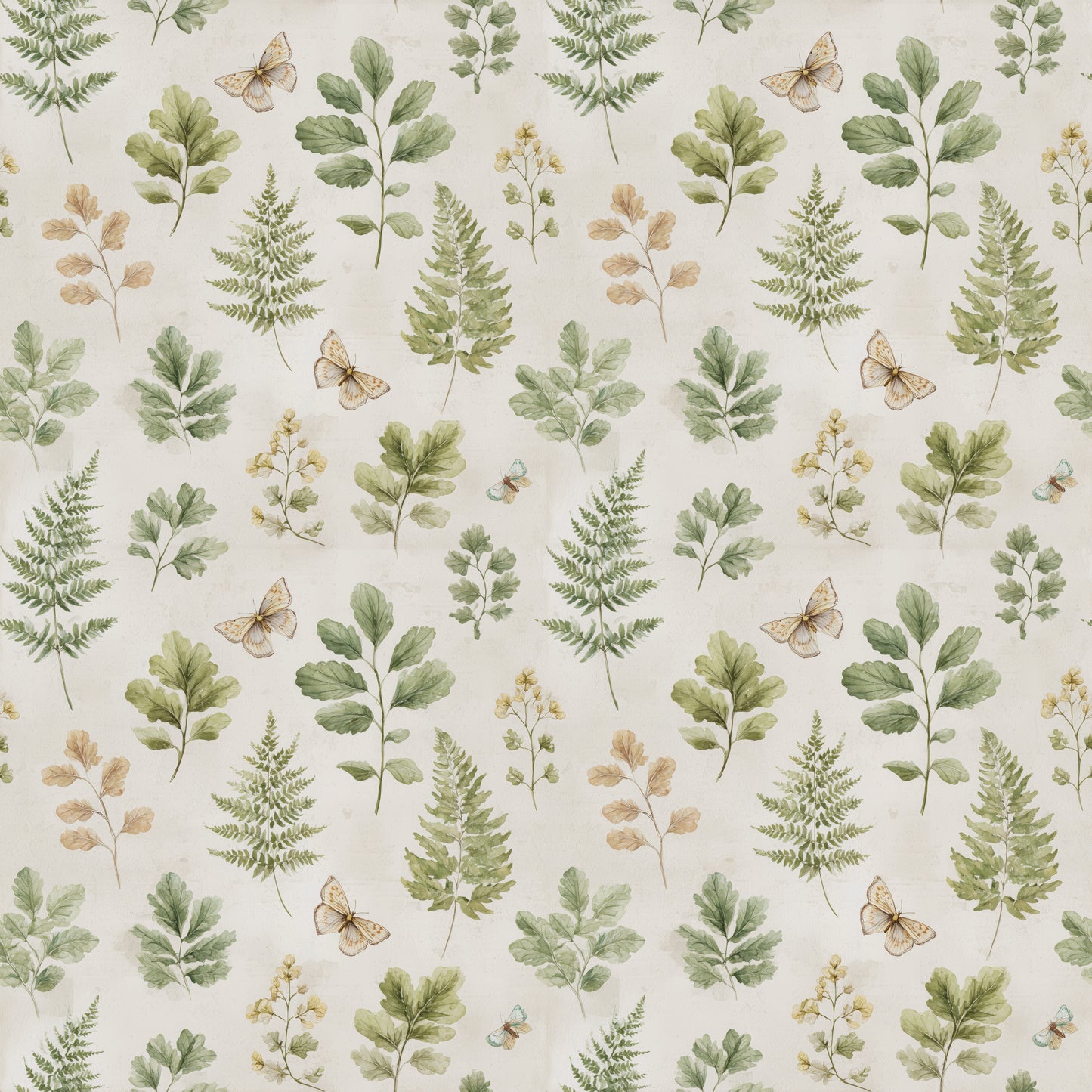 Butterflies & Ferns Digital Seamless Pattern