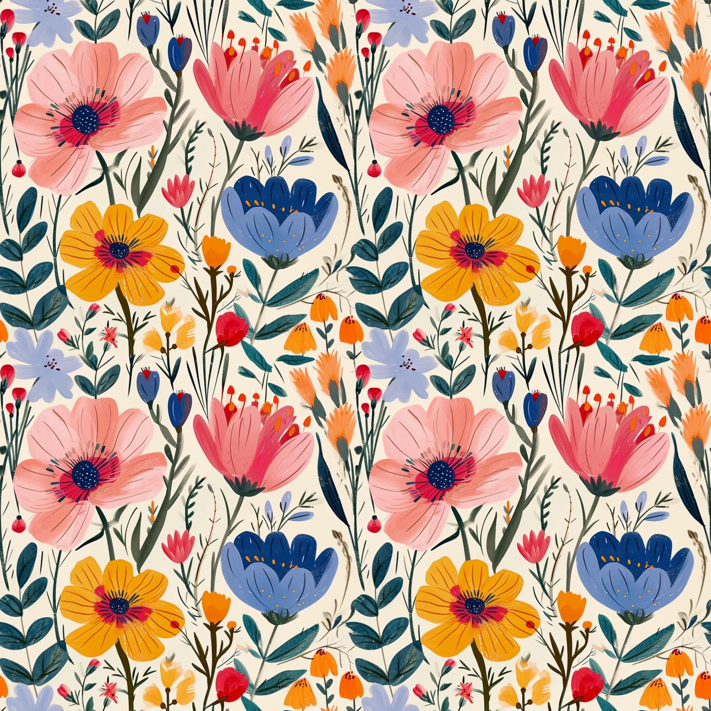 Whimsical Garden Digital Seamless Pattern