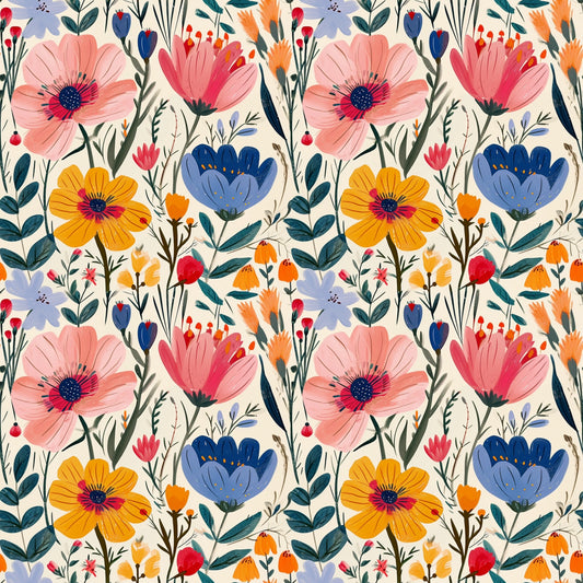 Whimsical Garden Digital Seamless Pattern