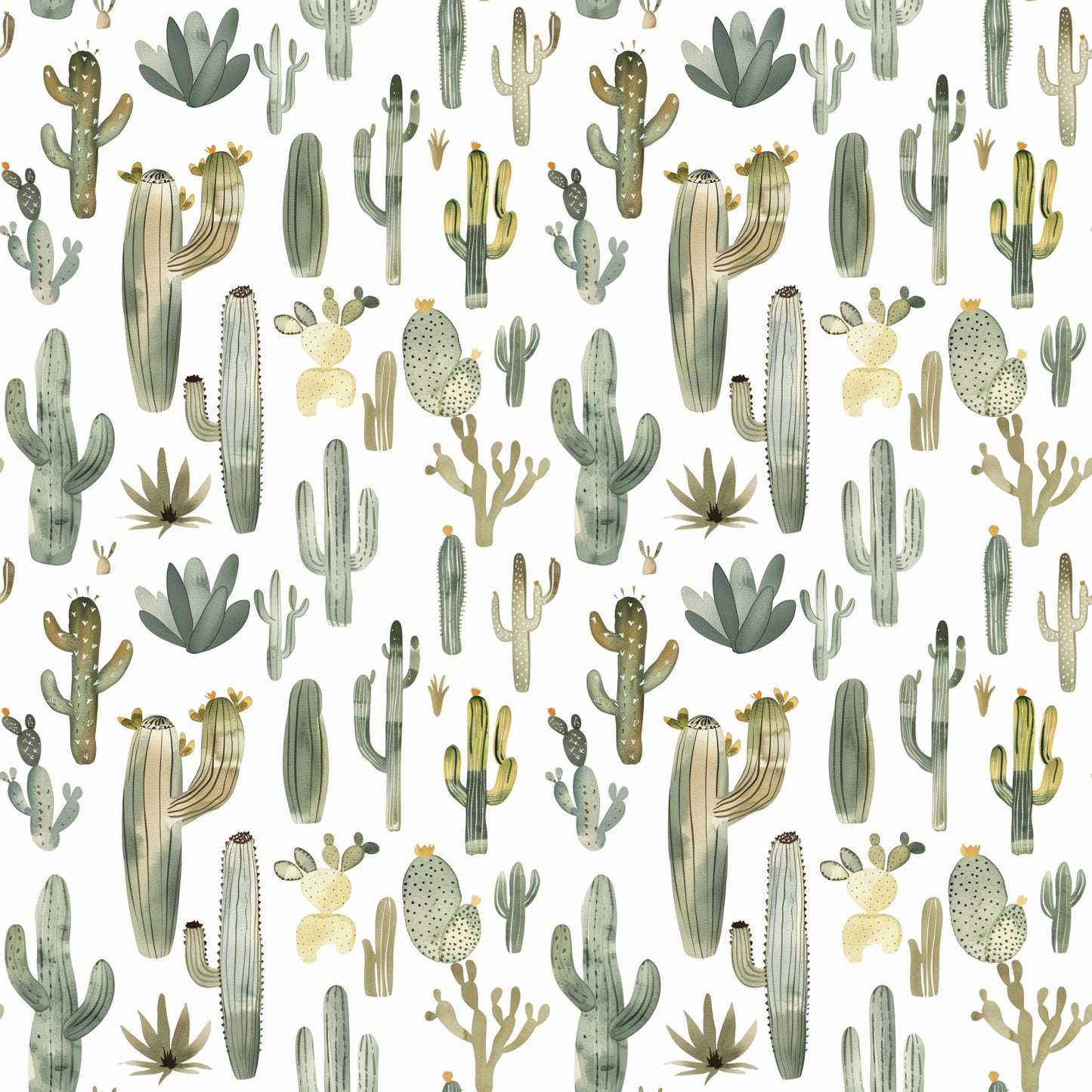 Beige Cacti Digital Seamless Pattern