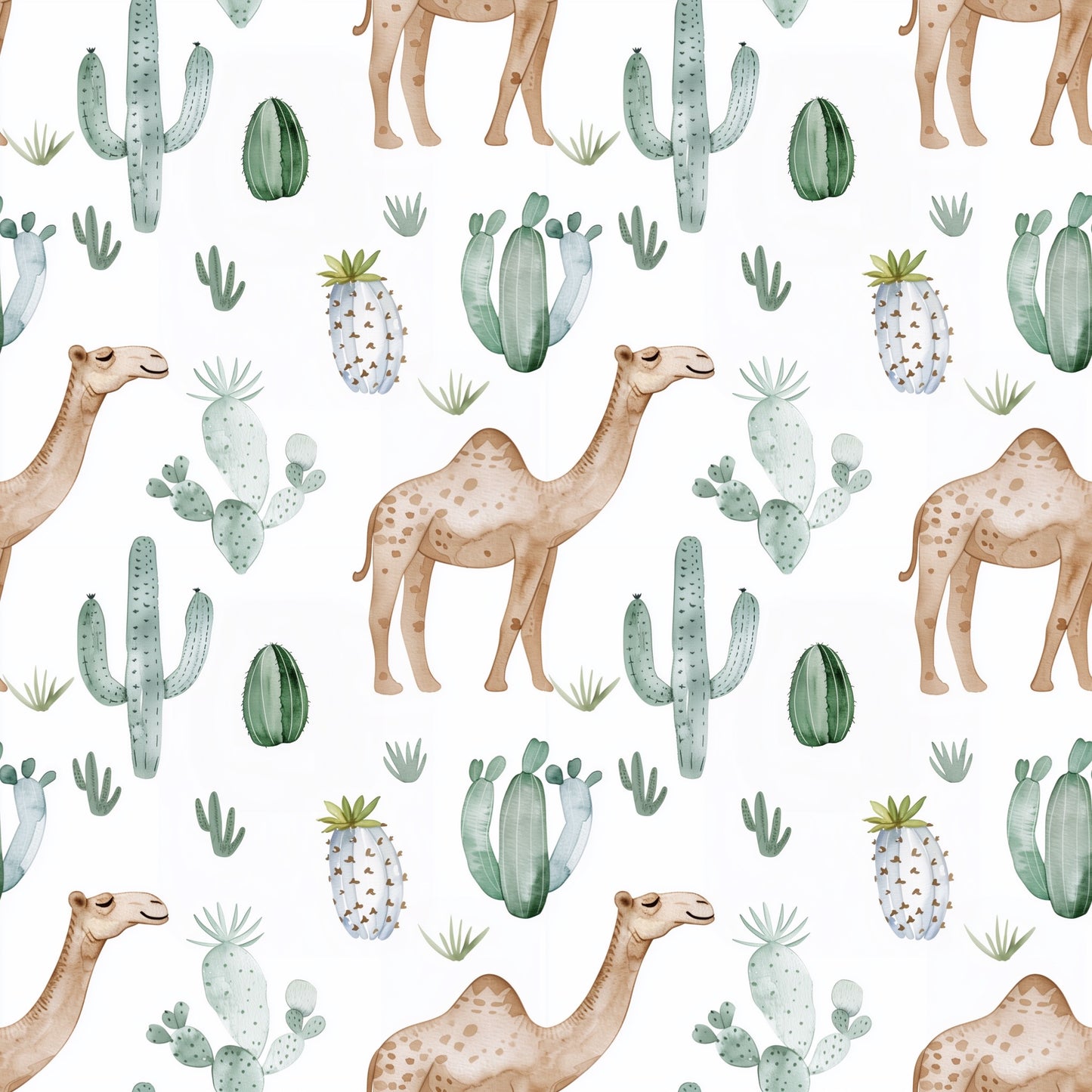Camels & Cacti Digital Seamless Pattern