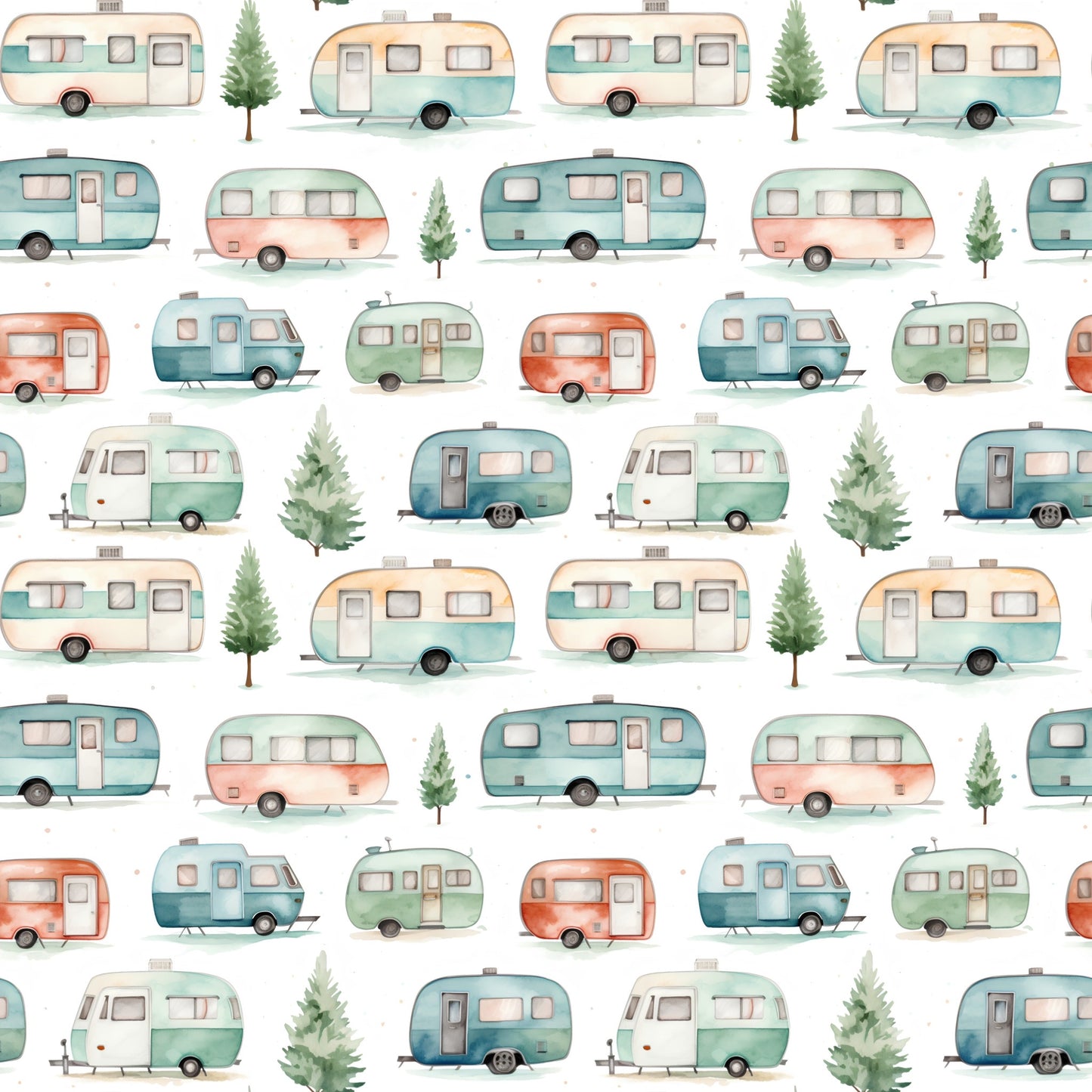 Campervans Digital Seamless Pattern