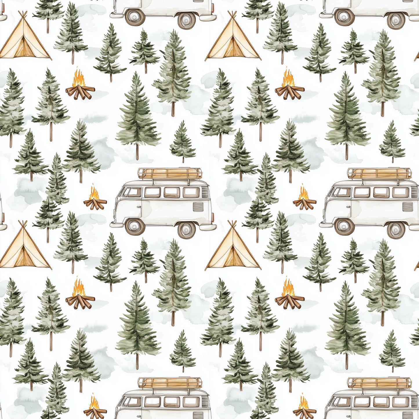 Camping Digital Seamless Pattern