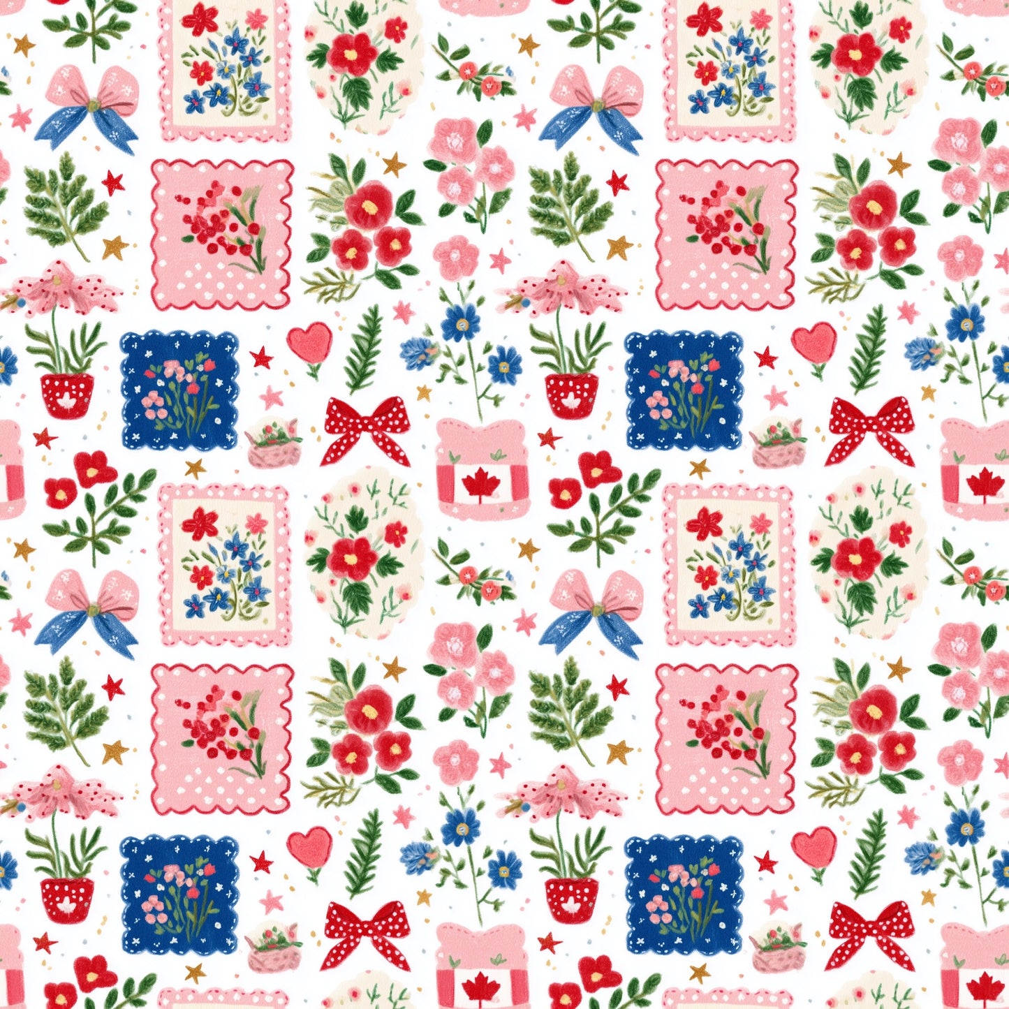 Canada Patchwork Digital Seamless Pattern