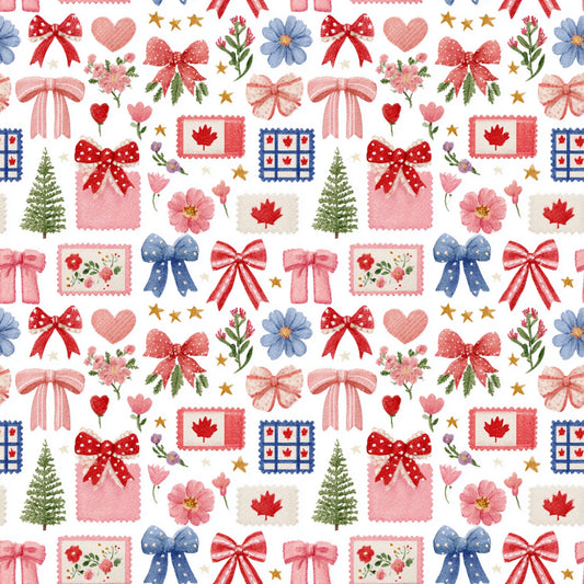 Canada Coquette Patchwork Digital Seamless Pattern