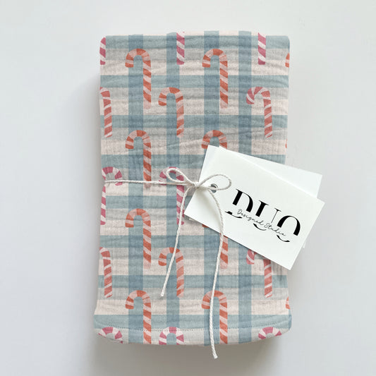 Candy Canes on Plaid Digital Seamless Pattern