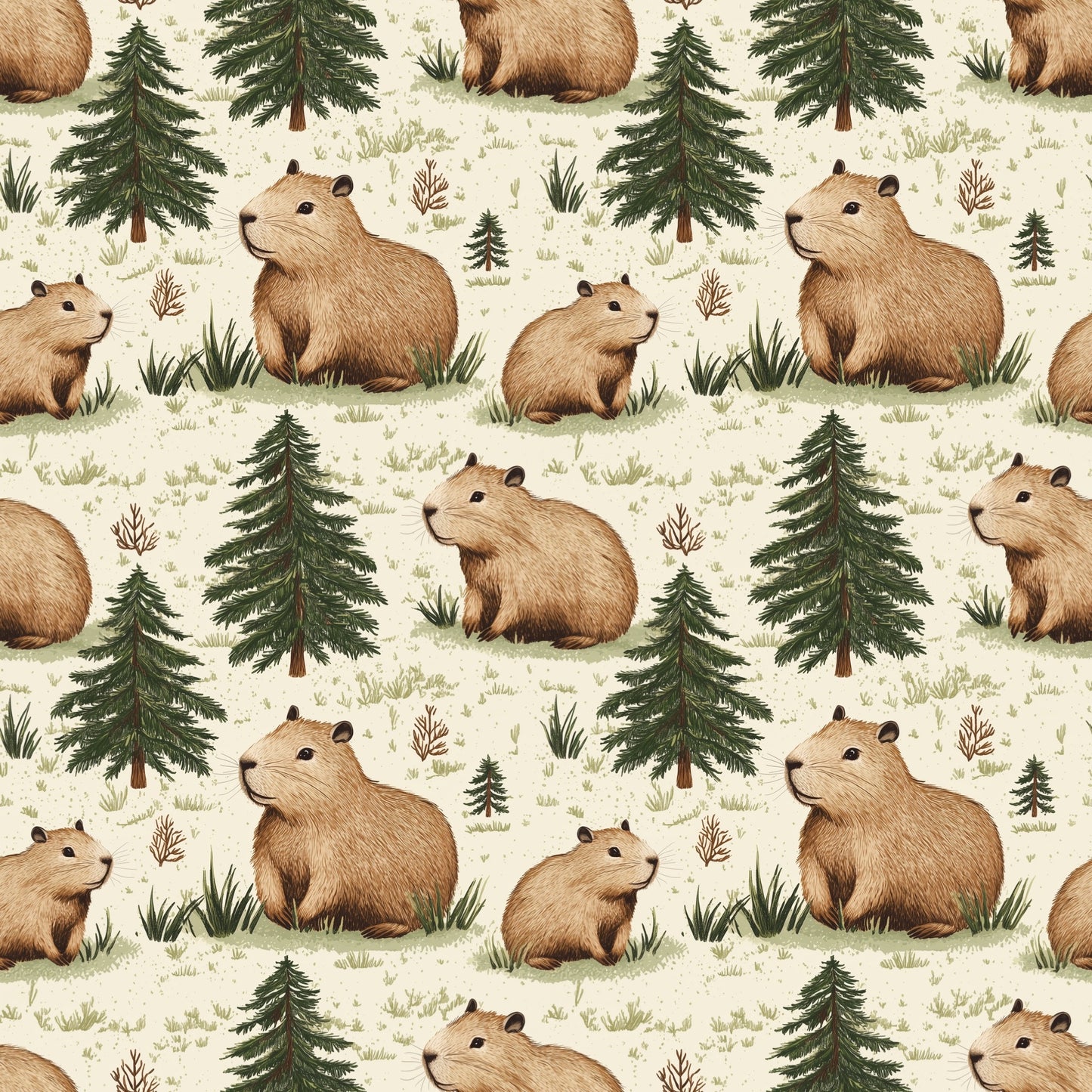 Capybara Digital Seamless Pattern