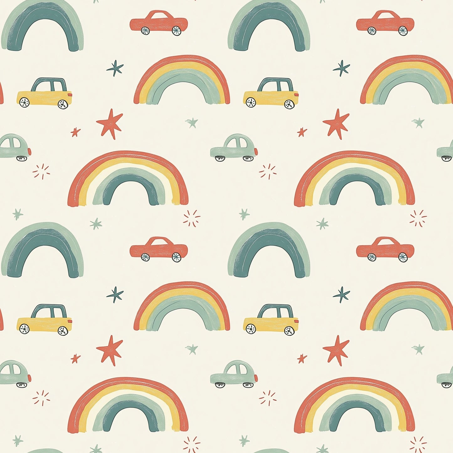 Cars & Rainbows Digital Seamless Pattern
